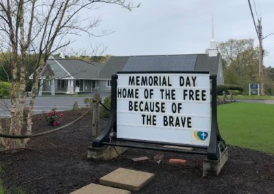 sign at Saint Peter's Lutheran church home of the free because of the brave